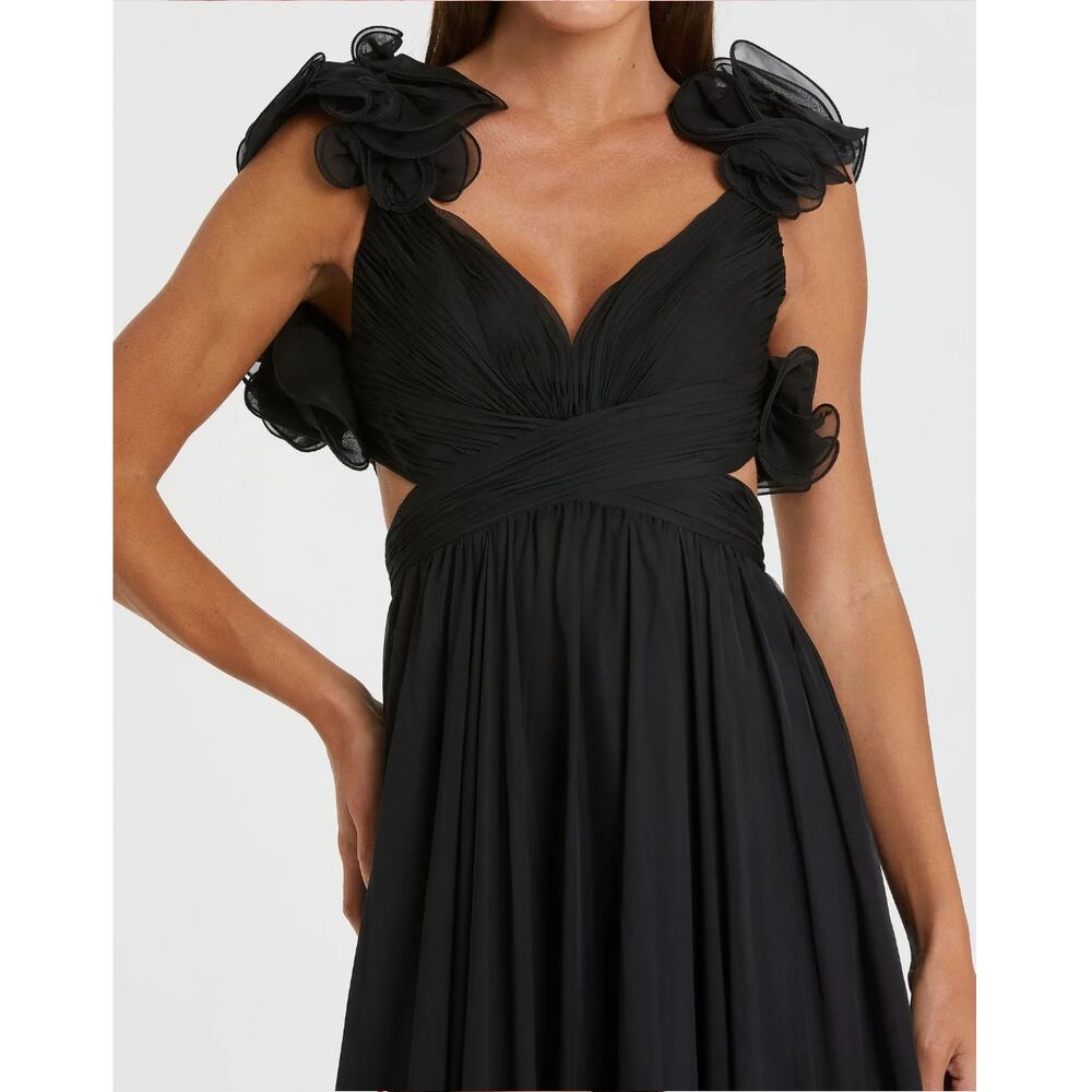 Mac Duggal Ruffle Tiered Cut-Out Chiffon Gown